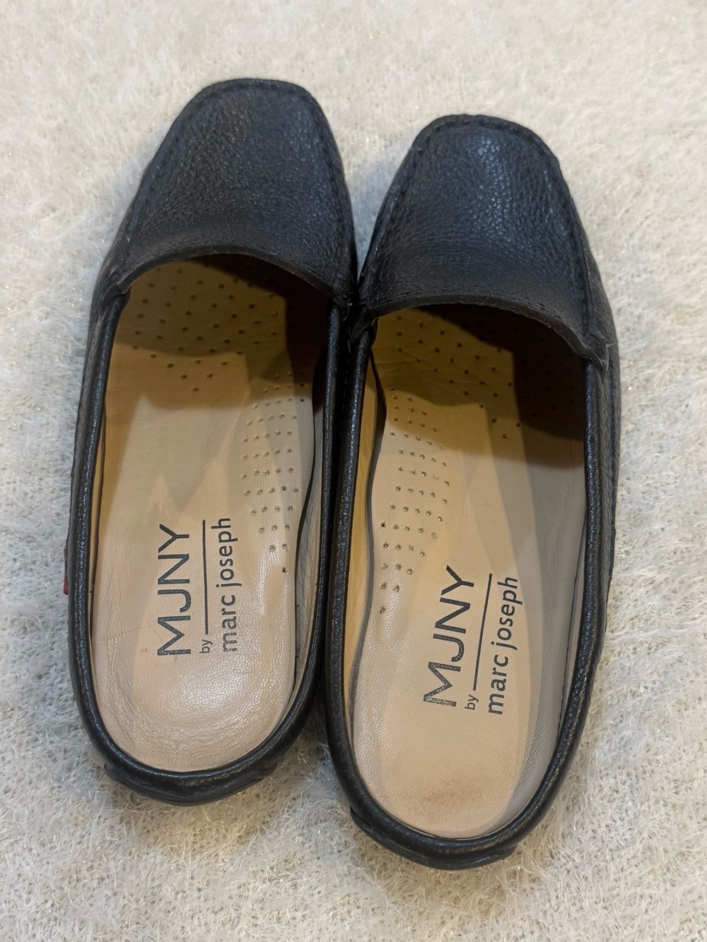 Marc Joseph Black Leather Slip-On Women's Moccasins
